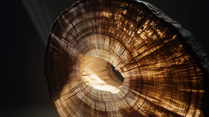 Naklejka premium Baumring mit goldenem Licht im Zentrum