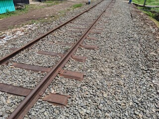 Naklejka premium The colonial railway line from the Dutch colonial era is still sturdy and is still used today at Rawa Pening Lake, Ambarawa, Asia, Indonesia