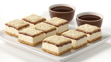 Delicious Vanilla Ice Cream Cakes With Chocolate Topping