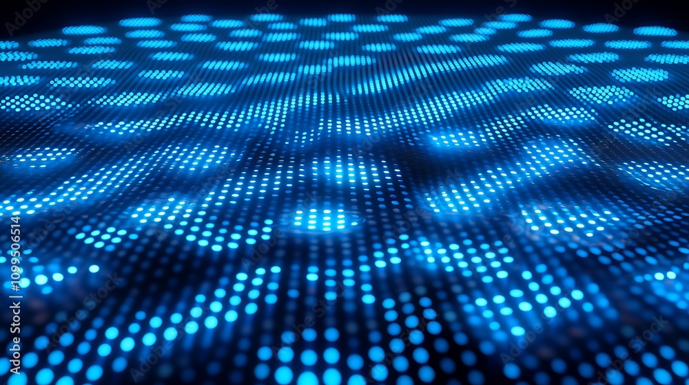 Poster vibrant blue digital patterns with dots creating a dynamic visual effect on a smooth surface for abs