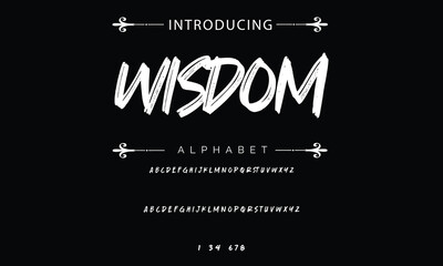 vector of modern and stylized brush alphabet and numbers. handdrawn alphabet set. youth style letter and typography