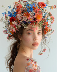 Portrait of a girl with flowers. 