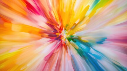 Obraz premium A burst of abstract shapes and colors radiating outward from a central core, Symbolizing the expansive impact of inclusive actions, photography style