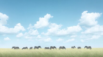 Obraz premium Expansive Savannah Scene with Grazing Zebras