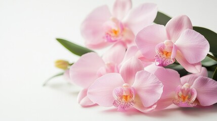 Obraz premium Simple blank card beside a bouquet of pastel flowers, creating a soft, romantic feel on white.