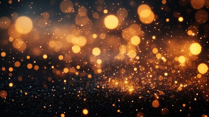 Obraz premium Golden Lights Sparkle On Dark Glitter Background