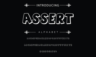 Colorful Latin 3D alphabet with airy thick letters. Font with numbers inflated figures in a cartoon children's style.