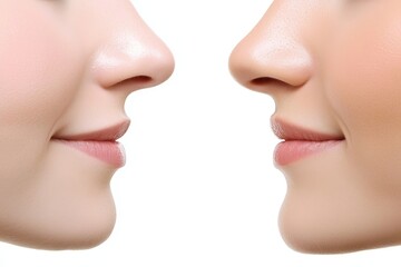 Obraz premium An example of a female nose before and after plastic surgery