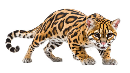 Obraz premium Ocelot transparent PNG isolated on white background.