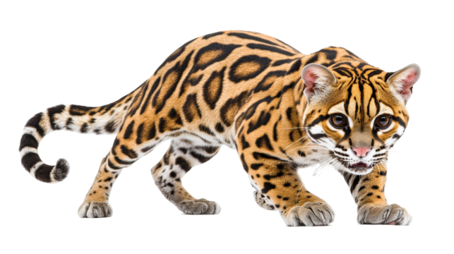 Ocelot transparent PNG isolated on white background.