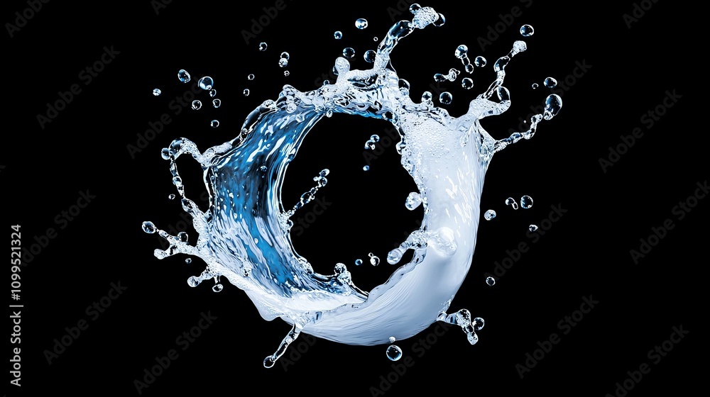 Poster Decorative images of close-up soda water bubbles fizzing up or splashing or sparkling like a bomb exploding on black background to represent refreshing from a carbonated drink menu.