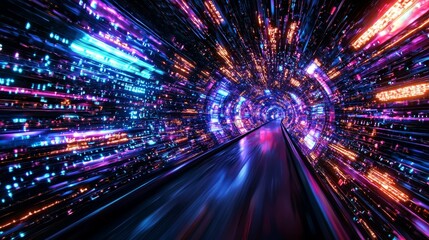 Fototapeta premium Dynamic Hyperactive Light Tunnel with HDR Effects