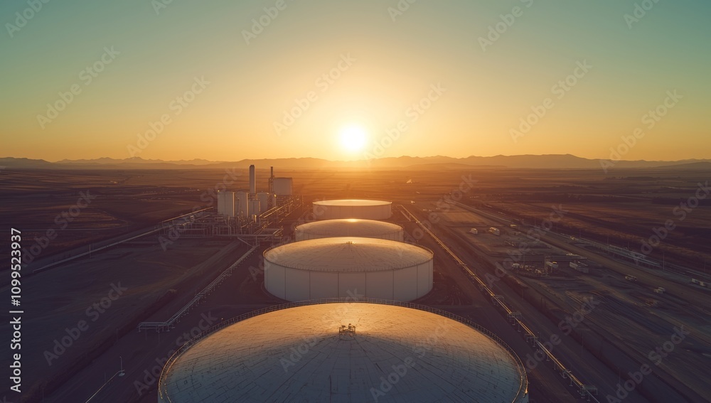 Poster exposure of the refinery industry as well as a modern technology icon concept connecting and exchang