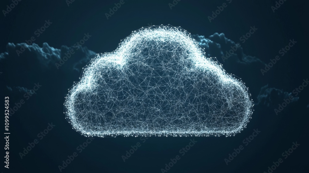 Poster An abstract hi-speed internet of things IOT cloud computing concept; cloud computing with big data and 5G connectivity.