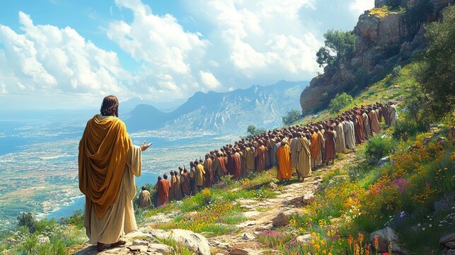 Jesus preaching in Galilee and gathering his disciples. Life of Jesus