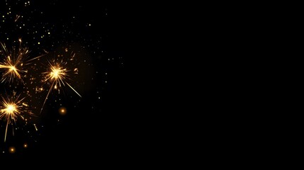 Golden Sparklers Ignite Dark Background Celebration