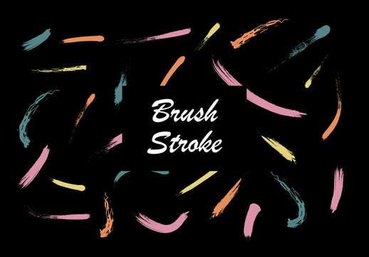 Set of Vector Black and Colorful Brush Stroke Textures Isolated For Overlay