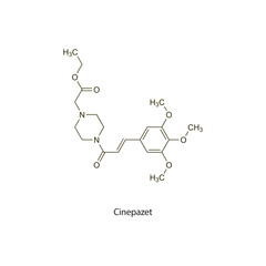 Fototapeta premium Cinepazet flat skeletal molecular structure vasodilator drug used in hypertension treatment. Vector illustration scientific diagram.