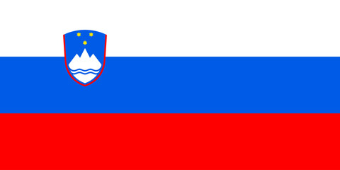 Slovenia flag in official colors, dimensions and aspect ratio. Vector flag symbolizing national pride, identity, heritage, patriotism and authority