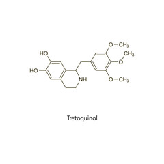 Fototapeta premium Tretoquinol flat skeletal molecular structure beta agonist drug used in Asthma treatment. Vector illustration scientific diagram.