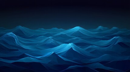 wave background with blue and black polygonal shapes, low-poly style, dark background