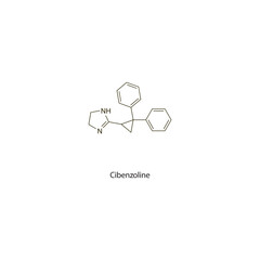 Fototapeta premium Cicletanine flat skeletal molecular structure Thiazide diuretic drug used in hypertension treatment. Vector illustration scientific diagram.