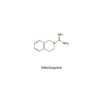 Debrisoquine flat skeletal molecular structure Alpha blocker drug used in hypertension treatment. Vector illustration scientific diagram.