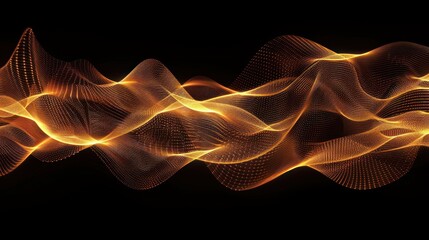 Obraz premium Abstract orange glowing wave on black background.