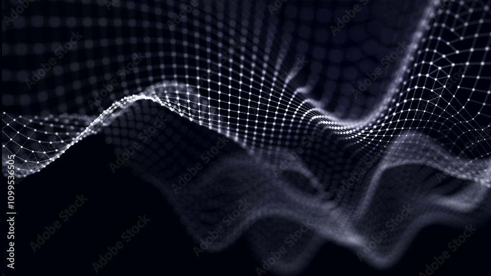 Poster data exchange. 3d mesh with connecting points and lines. abstract technology background. 3d renderin