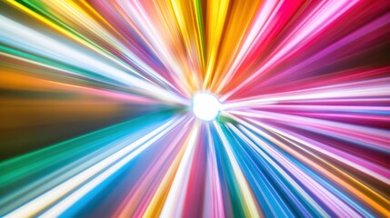 Fototapeta premium A close-up of a dynamic cluster of colorful, abstract light beams converging at a central point, Representing the focused and impactful meeting of diverse perspectives