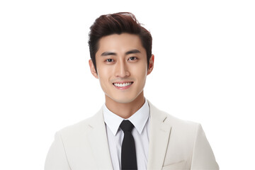 Naklejka premium Smiling asian businessmen in suit on transparent background. Men in work clothes. Rich men. Business boss. Boss of a start-up. Asian men. Chinese men. Japanese men. Isolated image.. Png cut out