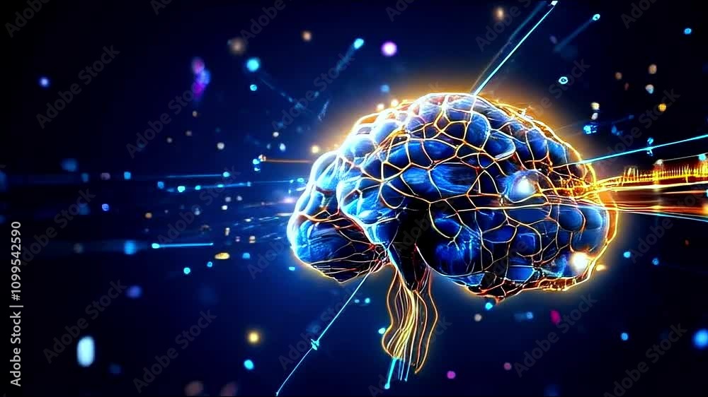 Wall mural concept of big data emerging from an isolated human brain: aesthetic visualization in a data-driven 