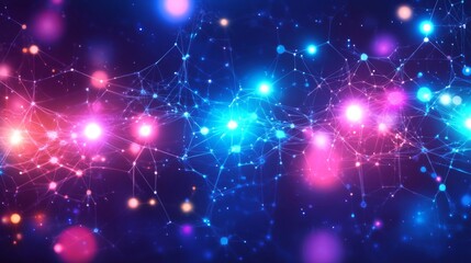 Fototapeta premium Abstract Network of Glowing Nodes and Lines