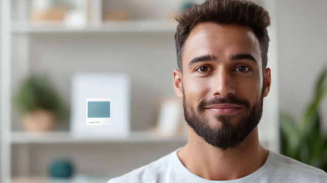 Facial recognition system implementation modern office technology showcase bright indoor environment close-up view innovative concept enhancing security and diversity