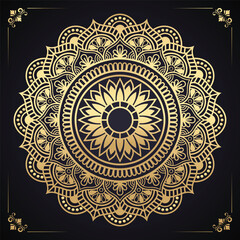 Golden Mandala Art with Ornate Floral Patterns for Elegant Decor