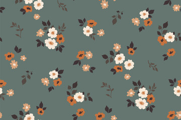 Seamless floral pattern, liberty ditsy print, abstract ornament: pretty mini plants in vintage motif. Cute botanical design: small hand drawn flowers, tiny leaves, simple bouquets. Vector illustration © Yulya i Kot