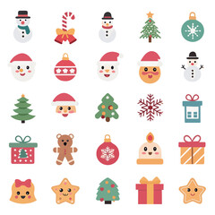 Christmas Ornaments with Santa Claus, Reindeer, and Snowman element collection	