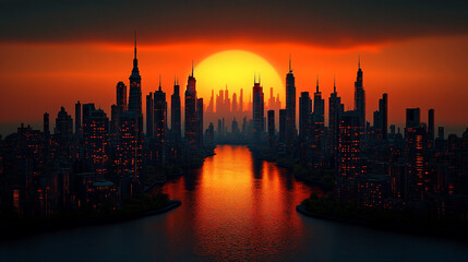 Fototapeta premium retro futuristic city scape
