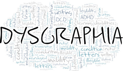Fototapeta premium Dysgraphia word cloud conceptual design isolated on white background.