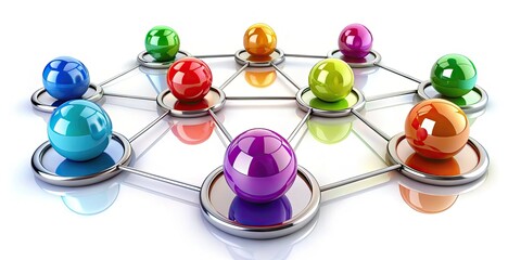 3D Business Networking Icon on White Background, Symbolizing Connectivity and Collaboration in Modern Business Environments, Ideal for Digital Marketing and Corporate Communication