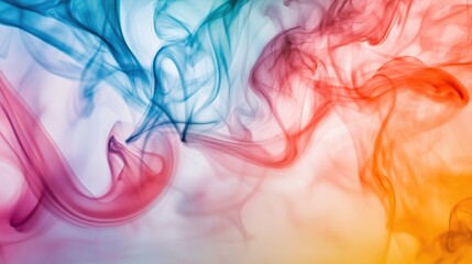 Fototapeta premium A close-up of a swirling pattern of colorful, abstract smoke or mist forming a cohesive shape, Representing the fluid and harmonious merging of diverse ideas and experiences