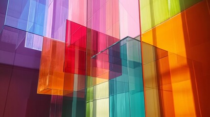 Fototapeta premium Colorful Glass Blocks Abstract Art Installation