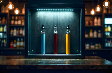 disposable electronic cigarettes, shelf with glass showcase with led light