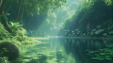 Fototapeta premium Tranquil Jungle Waterfall