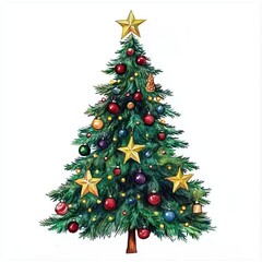 Fototapeta premium Christmas tree Watercolor isolated on a white background