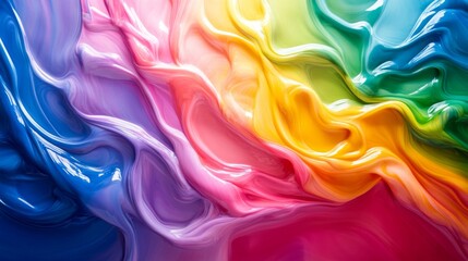 Obraz premium Rainbow Swirls Of Vibrant Glossy Paint