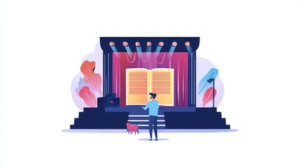 Inspiring Speech on Stage with Open Book