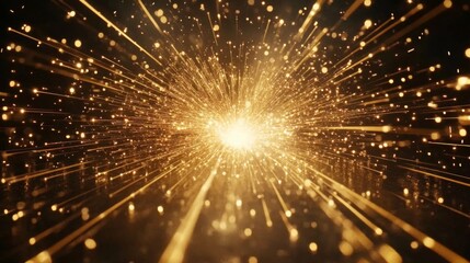 Fototapeta premium Golden Light Streaks Exploding From Central Point