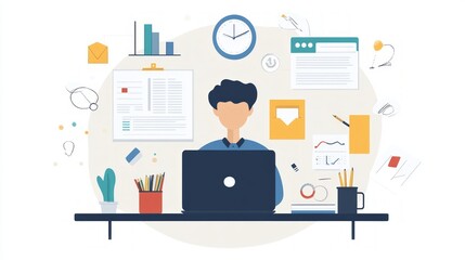 Busy Workplace Scene: Focused on Productivity