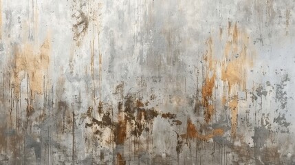 Obraz premium Rustic industrial wall texture with orange rust and gray concrete, featuring peeling paint and weathered stains, perfect for grunge backgrounds or abstract industrial art.